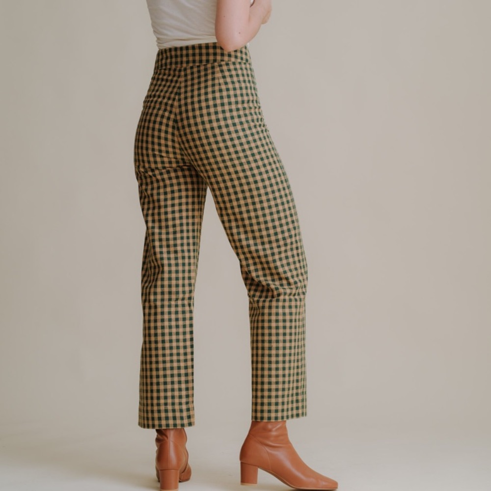 Ali golden green gingham pant M - Picture 2 of 3